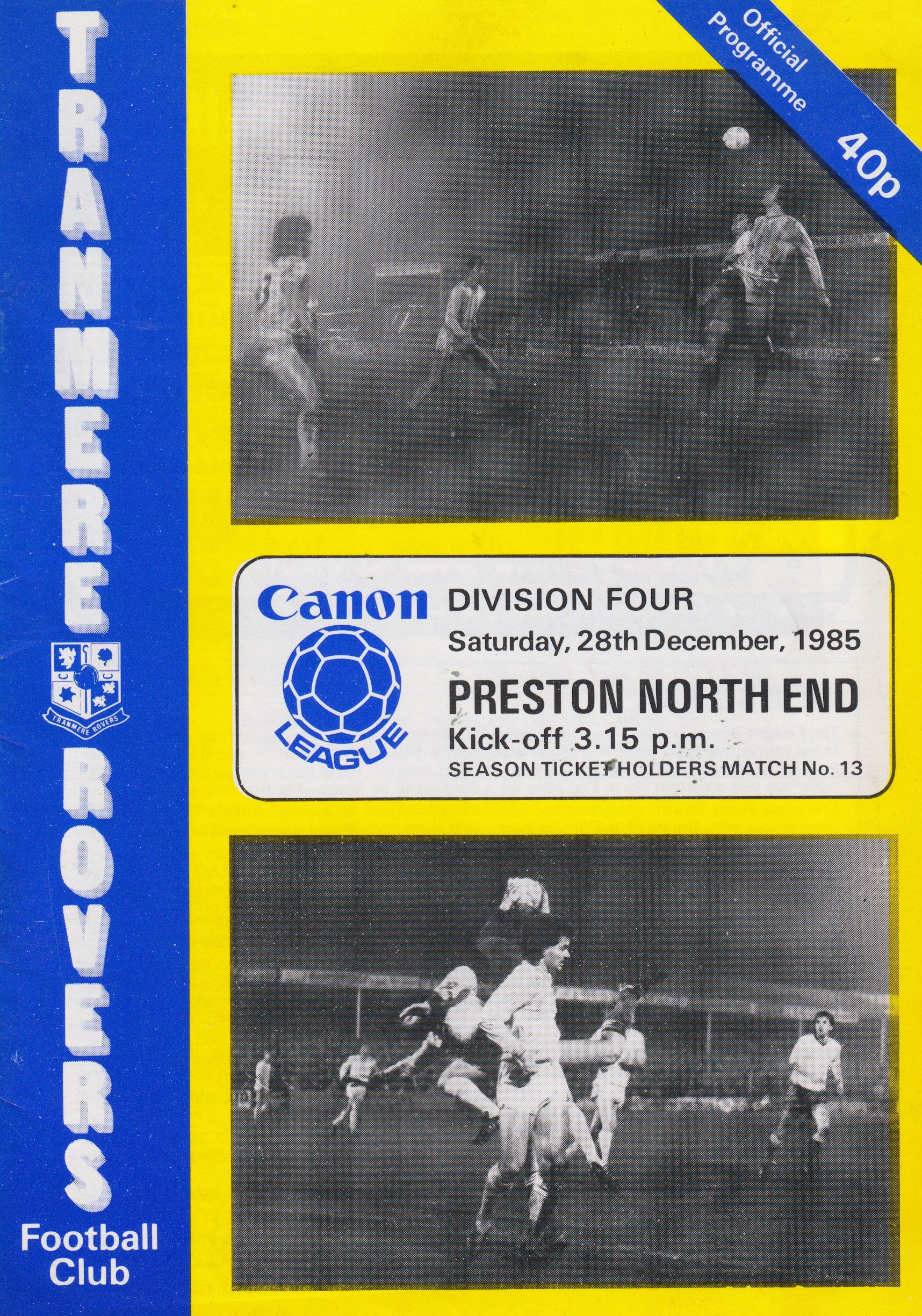 Tranmere Rovers v Preston North End match programme